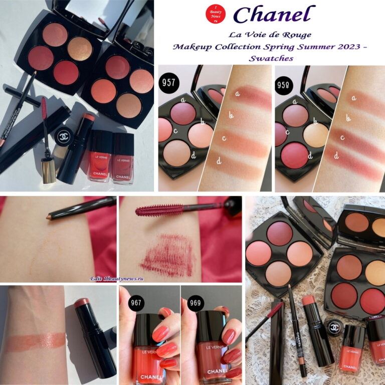 Свотчи весенне-летней коллекции макияжа Chanel La Voie de Rouge Makeup Collection Spring Summer 2023 — Swatches