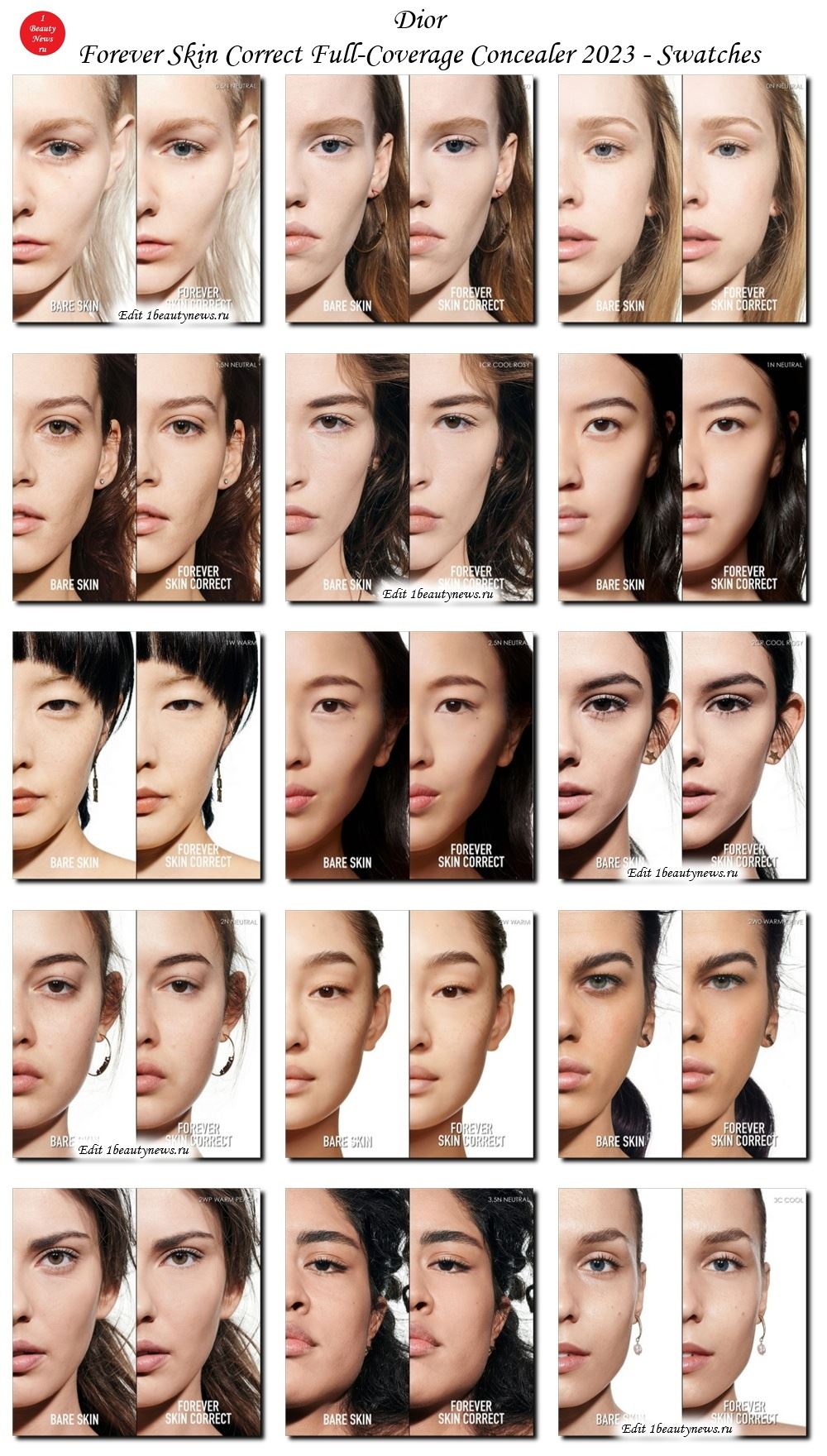 Dior Forever Skin Correct Full-Coverage Concealer 2023 - Swatches