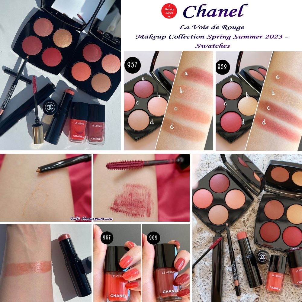 Свотчи весенне-летней коллекции макияжа Chanel La Voie de Rouge Makeup Collection Spring Summer 2023 - Swatches