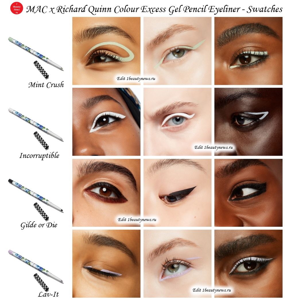MAC x Richard Quinn Colour Excess Gel Pencil Eyeliner - Swatches